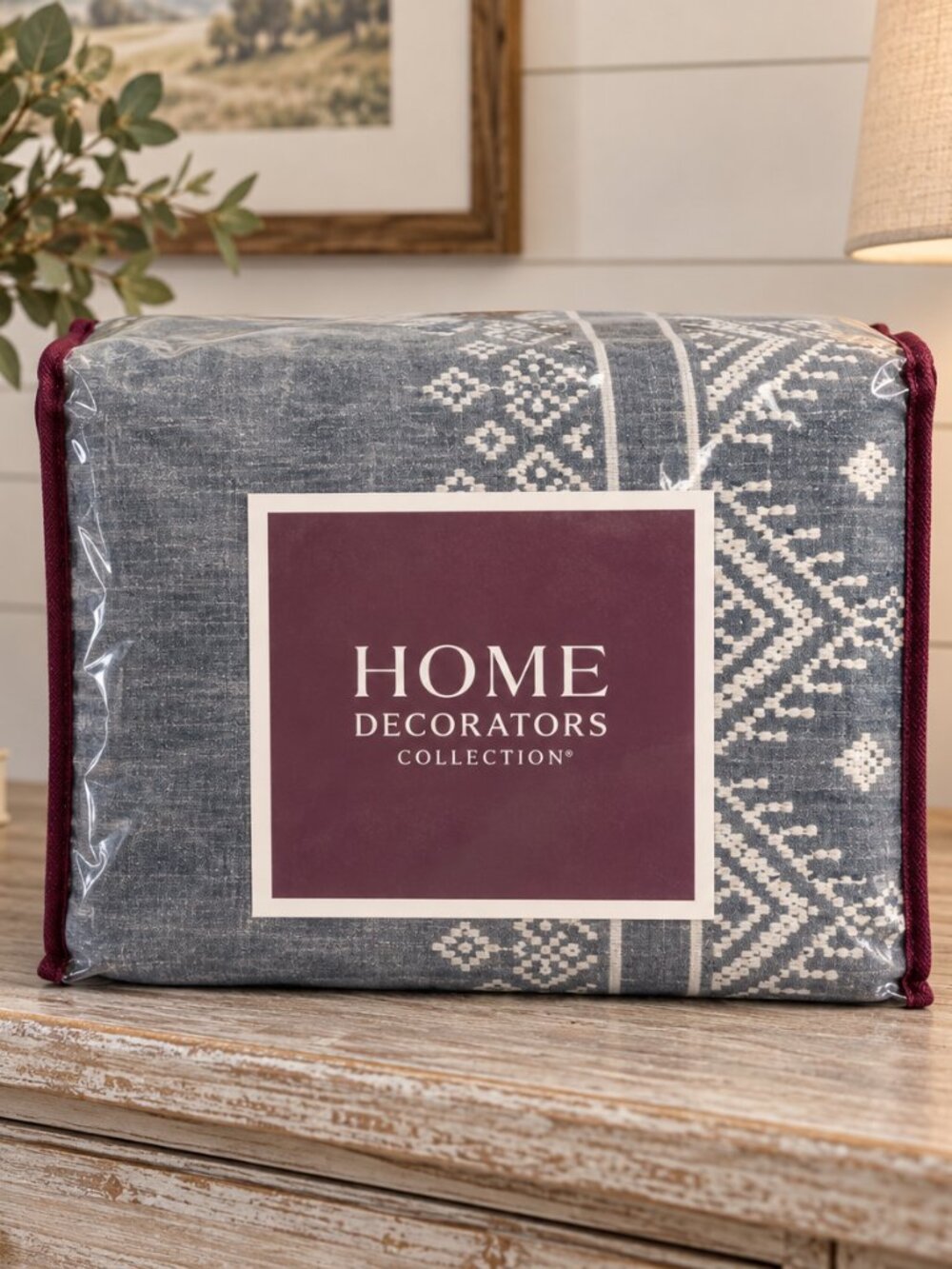 Home Decorators Collection Full Queen Duvet Set Steel Blue Cotton Linen NIP